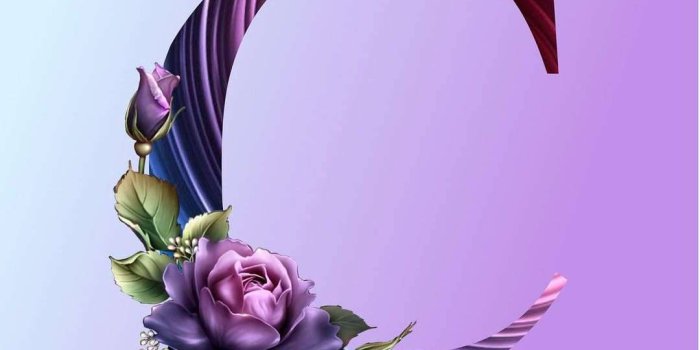 1080x1080 Letter C With Purple Flower Wallpaper