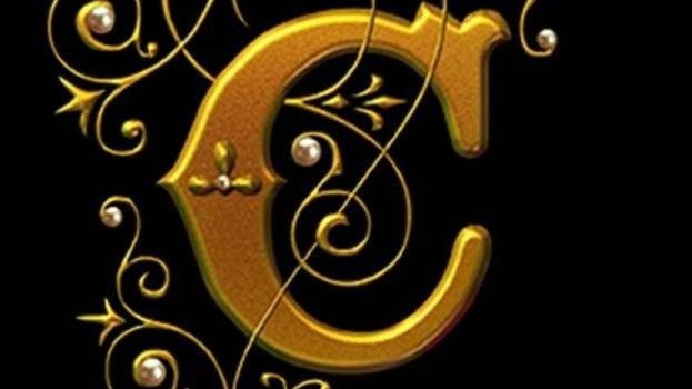 623x1280 Download Gold Ornate Letter C Wallpaper