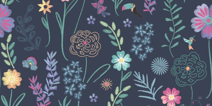 1200x1200 Disney Encanto Navy Embroidery Floral Peel and Stick Wallpaper
