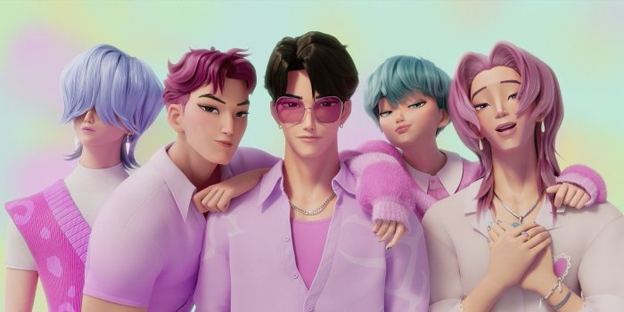 4298x1800 HD Wallpaper: KPop Demon Hunters Saja Boys Movie Trio in Style