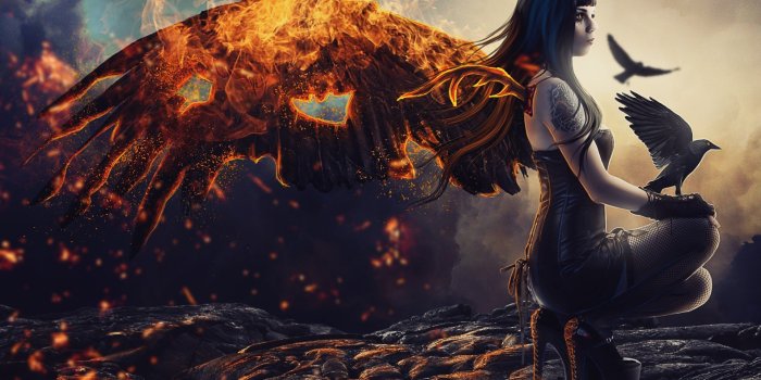 1920x1080 fantasy art, Fire, Birds, Fantasy girl HD Wallpapers / Desktop and Mobile  Images & Photos