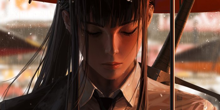 6000x3753 4K Ultra HD Fantasy Woman: Mystical Elegance in Rain by GUWEIZ