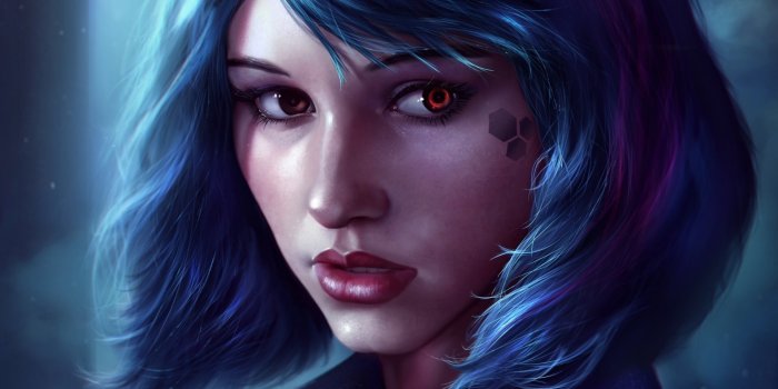 1920x1200 Fantasy girl with blue hair - wallpapers for your phone