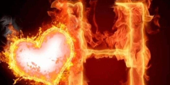 720x1280 Flaming Letter H with Heart | Cool Background Image
