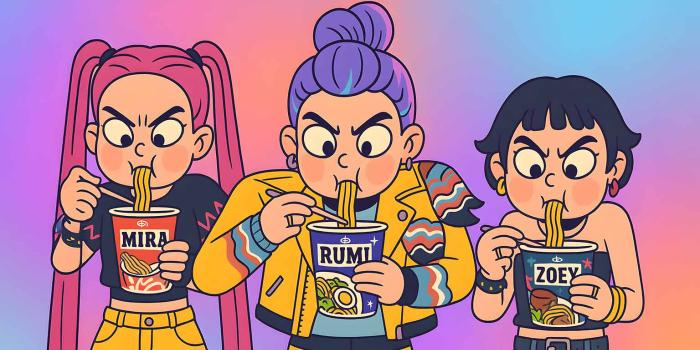 1536x864 Free Huntrix Kpop Demon Hunters Noodles 4K Desktop Wallpaper