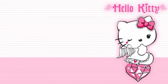 1600x900 White Hello Kitty With Diamond In White Background HD Hello Kitty Wallpapers  | HD Wallpapers | ID #48969