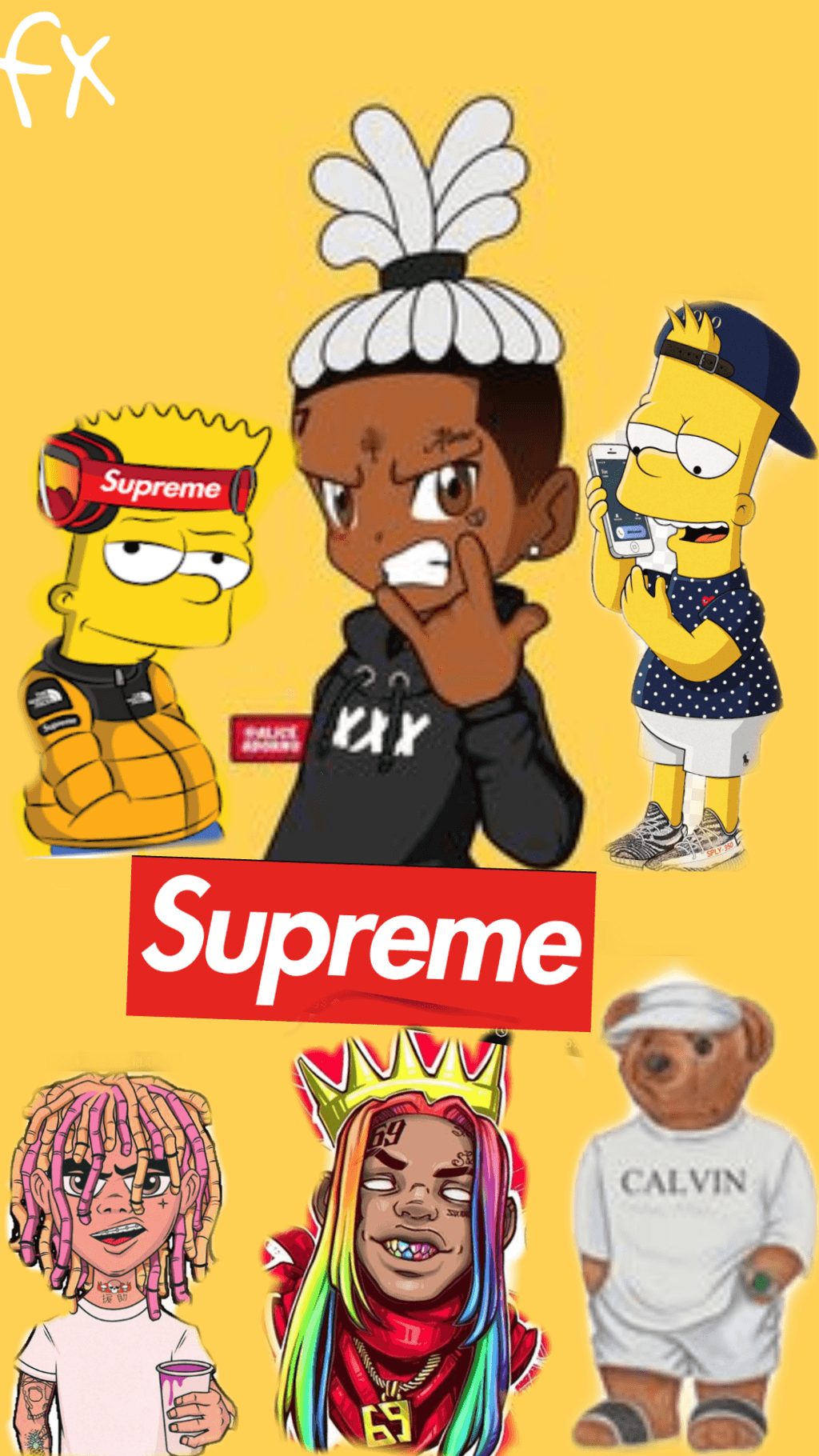 1024x1820 6ix9ine lilpump bartsimpson supreme calvinthebear wallp...