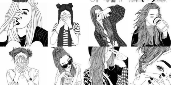 1268x1920 13 Drawing Outlines Girl Tumblr Nike For Free Download - Adidas