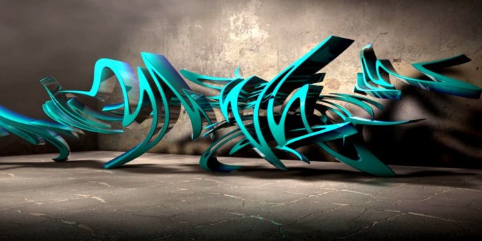1520x846 3D Graffiti Blue Wallpaper Hd Wide | Wallpapers Engine