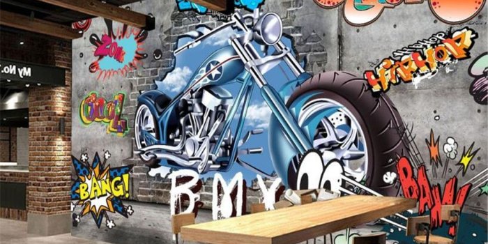 1000x800 US $9.0 40% OFF|Beibehang wallpaper for walls 3d graffiti mural wallpaper  motorcycle street art personality background adornment 3d wallpaper-in