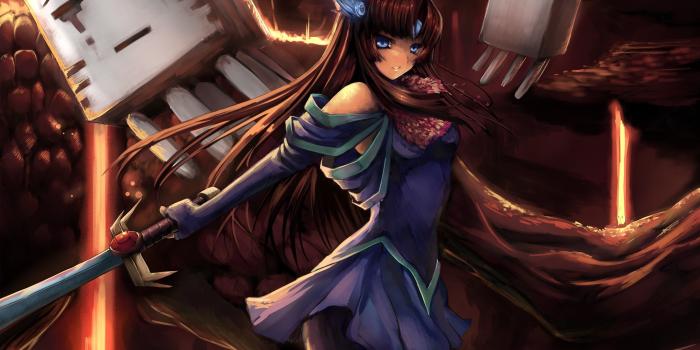 2828x1909 warrior, Minecraft, Sword, Games, Anime, Girls, Fantasy, Original