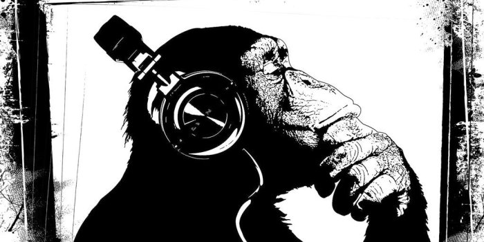1024x768 Graffiti DJ Monkey Black/White – Graffiti Street Art on Metal
