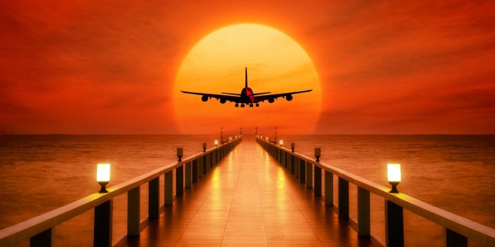 1920x1080 Plane at Sunset HD Wallpaper | Background Image | 1920x1080 | ID