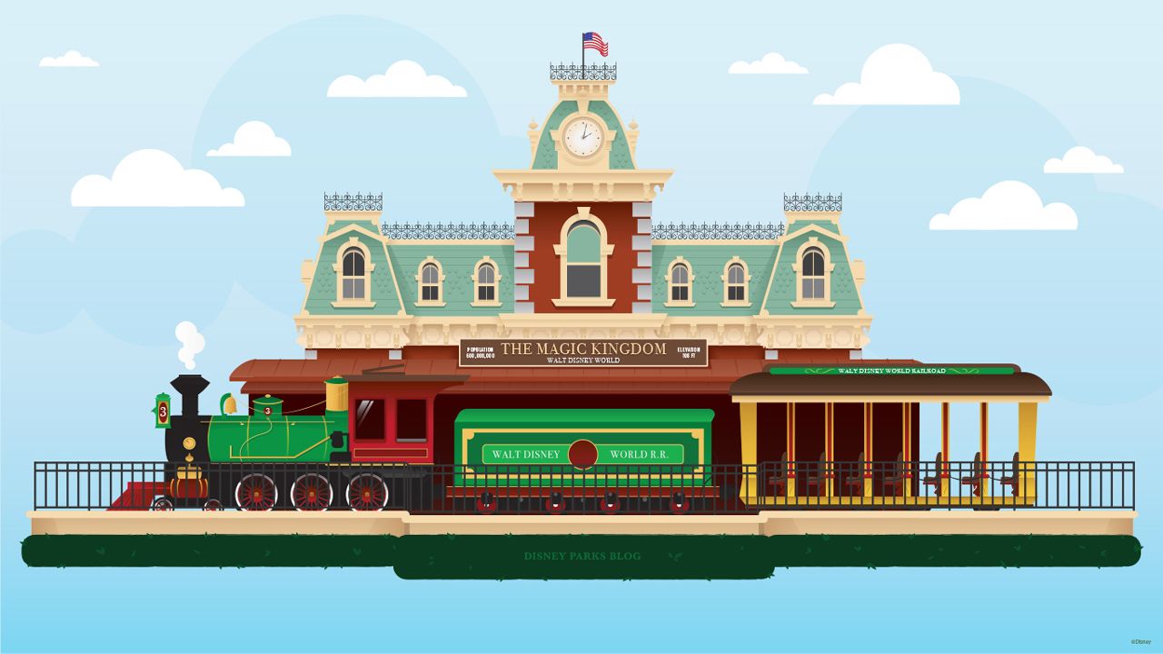 1280x720 45th Anniversary Wallpaper: Walt Disney World Railroad Train Station