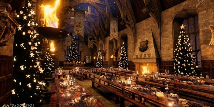 1920x1080 ArtStation - Unity 3D: Christmas in Hogwarts Main Hall, Sasha Sirovnenko