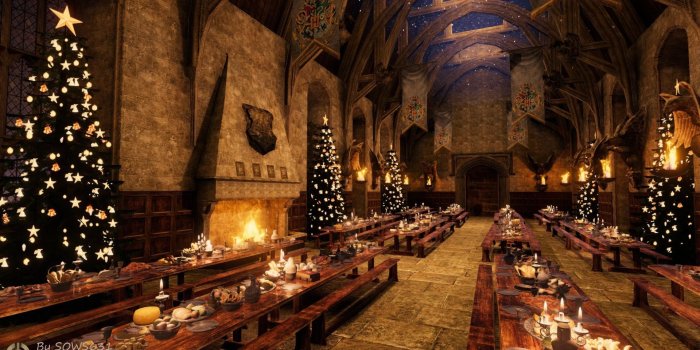 1920x1080 ArtStation - Unity 3D: Christmas in Hogwarts Main Hall, Sasha Sirovnenko