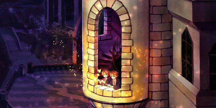 2400x1874 Download 2400x1874 Harry Potter, Anime Style, Castle, Fred Weasley