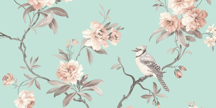 1473x1500 Fine Decor 2900-40768 Chinoiserie Seafoam Floral Wallpaper,