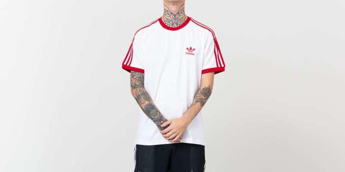 1600x900 adidas Originals 3-Stripes Tee White/ Power Red | Footshop