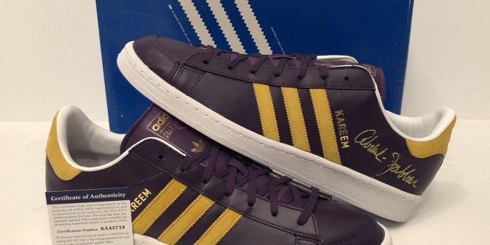1600x1200 Kareem Abdul-Jabbar Signed Adidas Basketball Shoes *Los Angeles Lakers PSA
