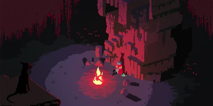 1920x1080 A wanderer resting by the fire Wallpaper from Hyper Light Drifter