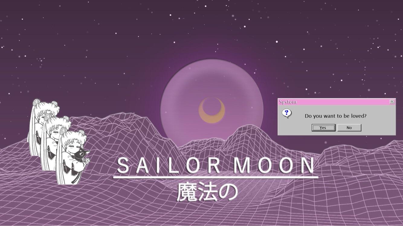 1334x751 my attempt at a vaporwave x sailor moon wallpaper : VaporwaveArt