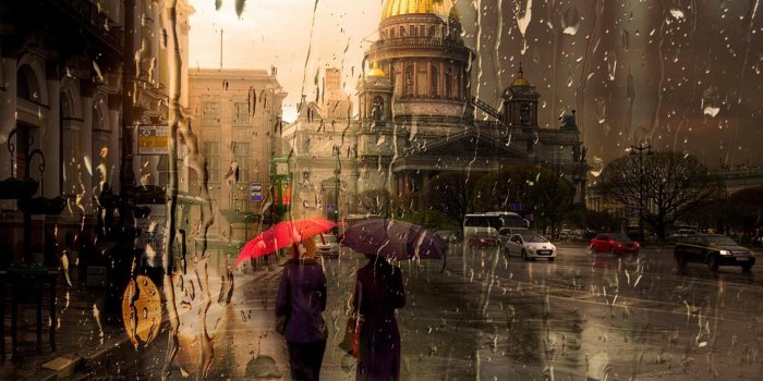 1920x1080 wallpaper Rain scene outside the window, a woman, silhouette, urban