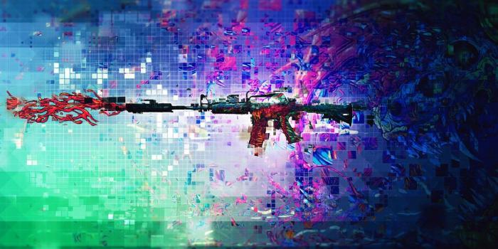 1332x850 Wallpaper monster, pixels, abstraction, counter strike, rifle