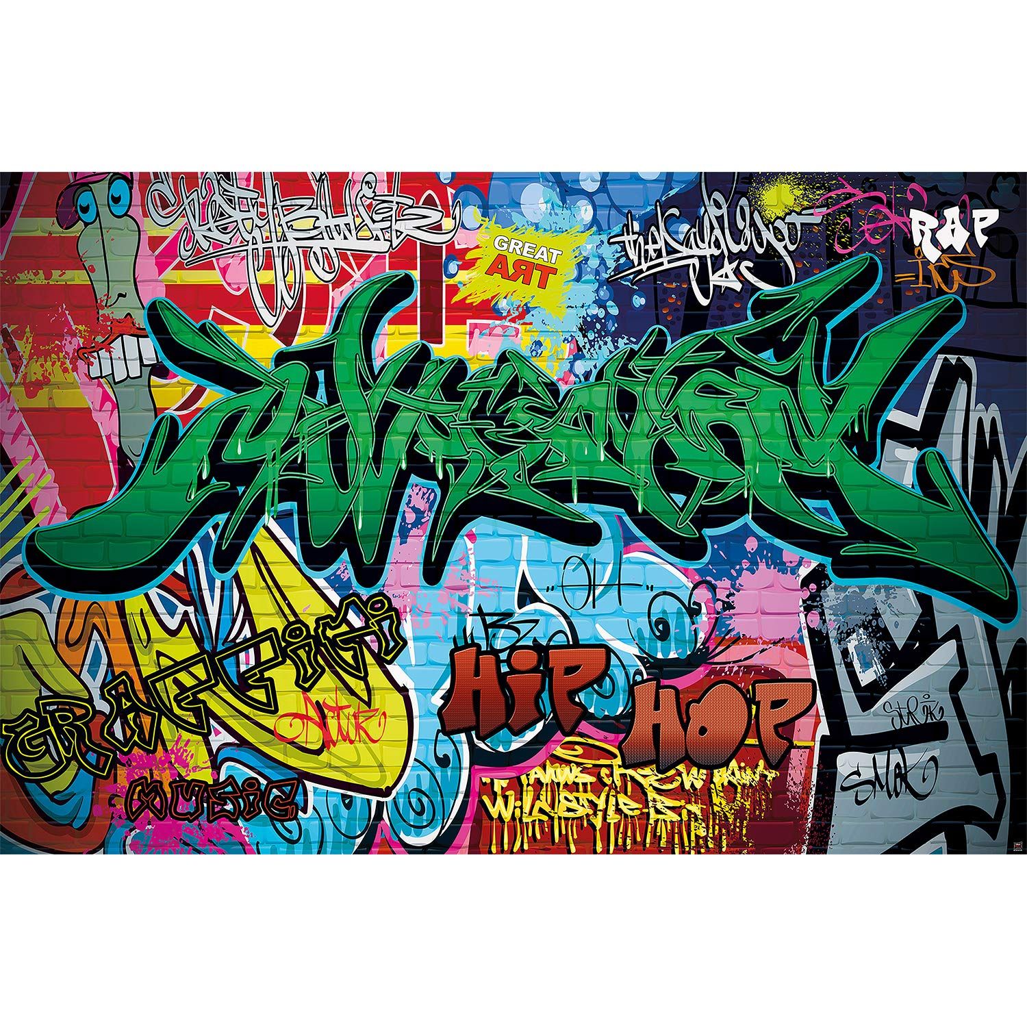 1500x1500 Great Art Wall Mural – Wallpaper Graffiti Style – Kids and Teenagers Wall  Decoration Street Art Mural Retro Posters for Boys and Girls (132.3 Inch