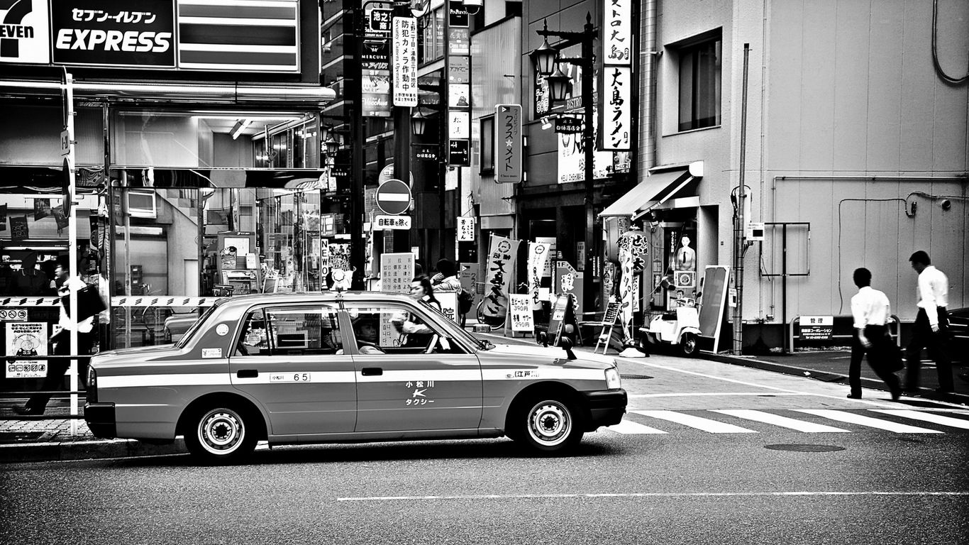1366x768 Download wallpaper 1366x768 japan, tokyo, vintage, street, cars