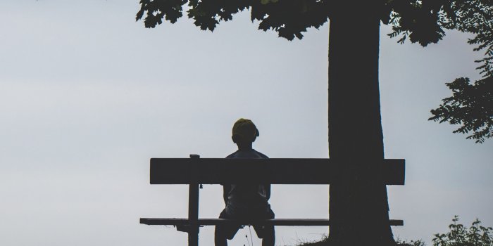 3415x3415 Download wallpaper 3415x3415 child, bench, alone, solitude