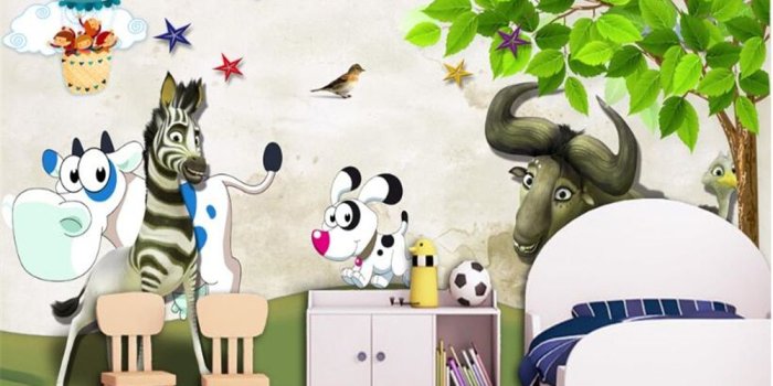 1000x800 US $9.75 35% OFF|beibehang Senior Fashion Wallpaper Cute Little Animals  Happy Aesthetic Cartoon Kids Room Kids Background papel de parede tapety-in 