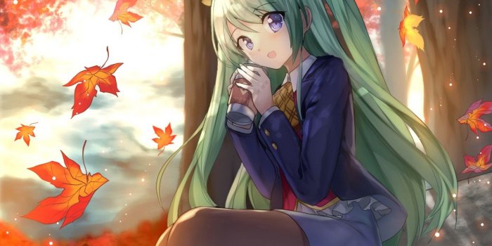 1332x850 Wallpaper autumn, girl, Hatsune Miku, Vocaloid, Vocaloid, Hatsune