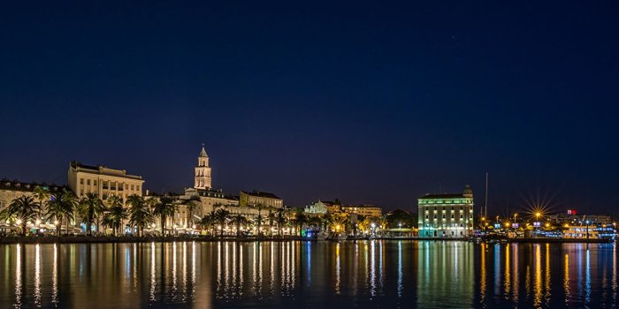 1280x720 Desktop Wallpapers City of Split Croatia Canal Palms night time