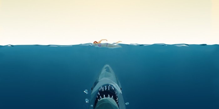1920x1080 jaws swimming water split view shark Wallpapers HD / Desktop and