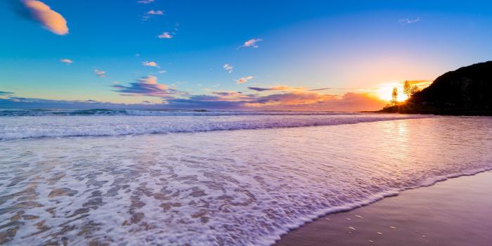 3840x2160 Virgin Beach Sunrise Waves Desktop Wallpaper