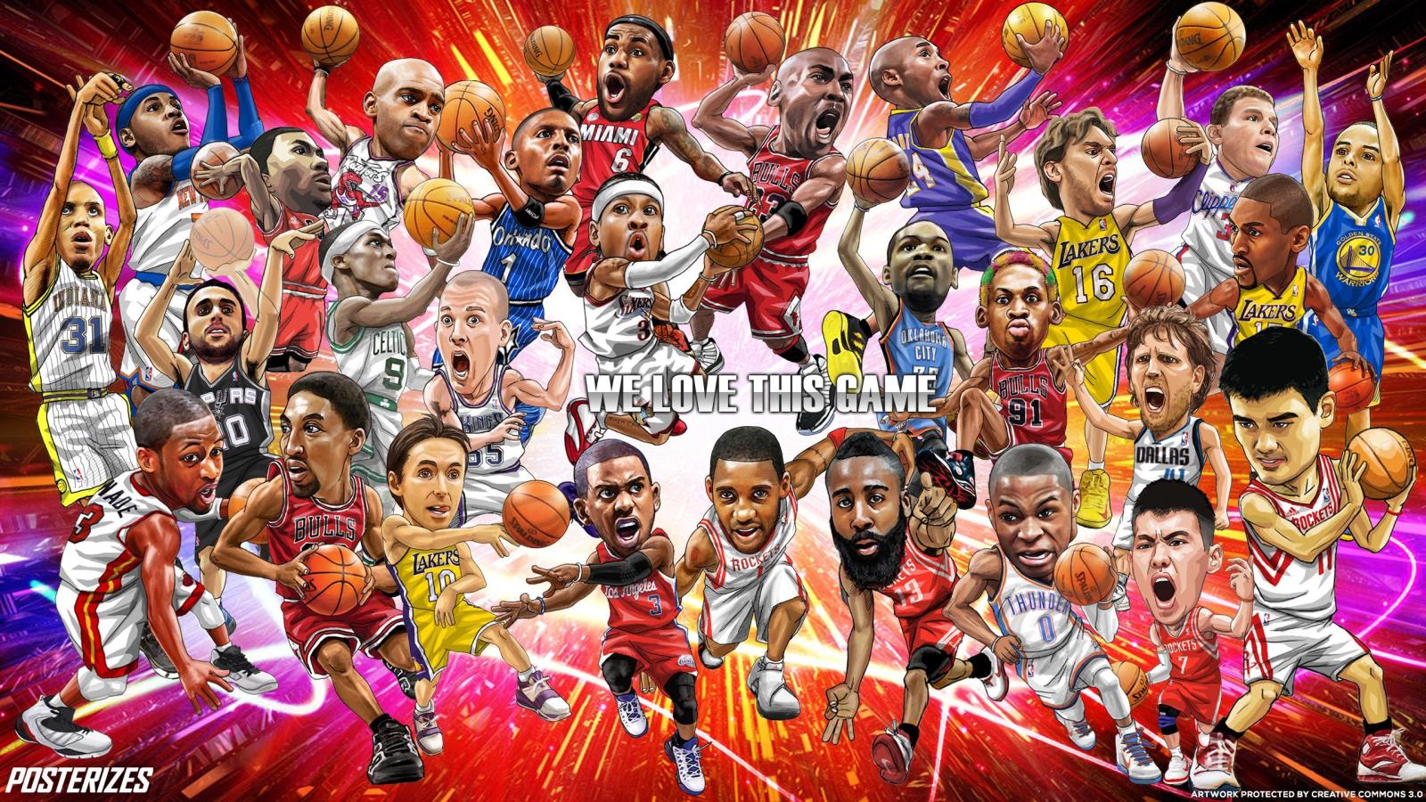 2560x1440 NBA Past and Present Cartoon Wallpaper | Ball | Nba pictures