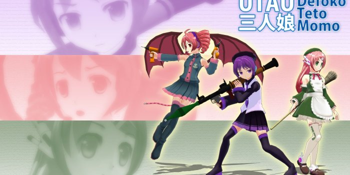 1920x1080 MMD Nanami Teto,Defoko & Momo Wallpaper - MikuMiku Dance Wallpaper