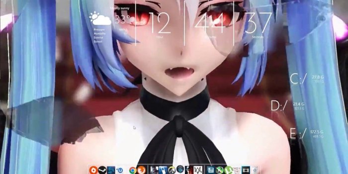 1280x720 Wallpaper engine test. Hatsune Miku [Warrior] MMD