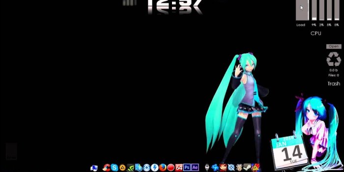 1280x720 Hatsune Miku 3d Live Wallpaper Hatsune Miku Android - Rainmeter Miku