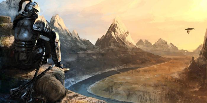 1920x1080 The Elder Scrolls V: Skyrim knight on the cliff HD desktop wallpaper