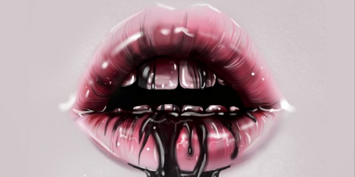 1920x1080 Download wallpaper 1920x1080 lips, paint, liquid, dark, teeth full