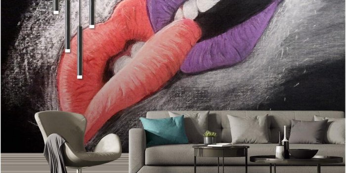 1028x880 3d wallpaper custom photo Creative hand-painted oil painting red lips with  love background wall decoration murals wallpaper for walls 3 d