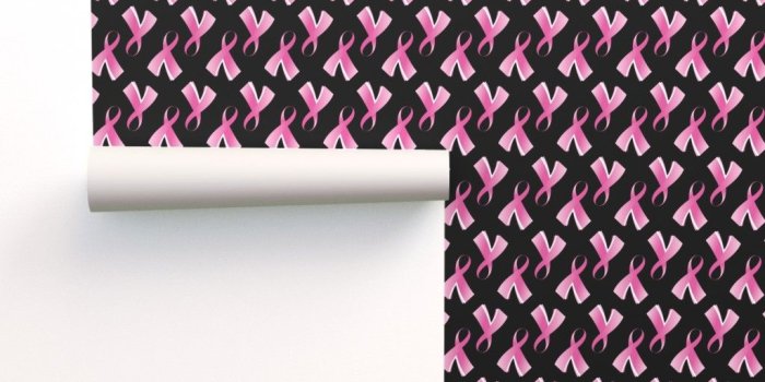 1024x1024 Breast Cancer Pink Ribbon on Black on Isobar by furbuddy | Roostery