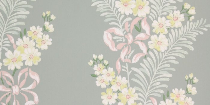 1280x853 1940s Vintage Wallpaper Yellow Flowers Pink Ribbon