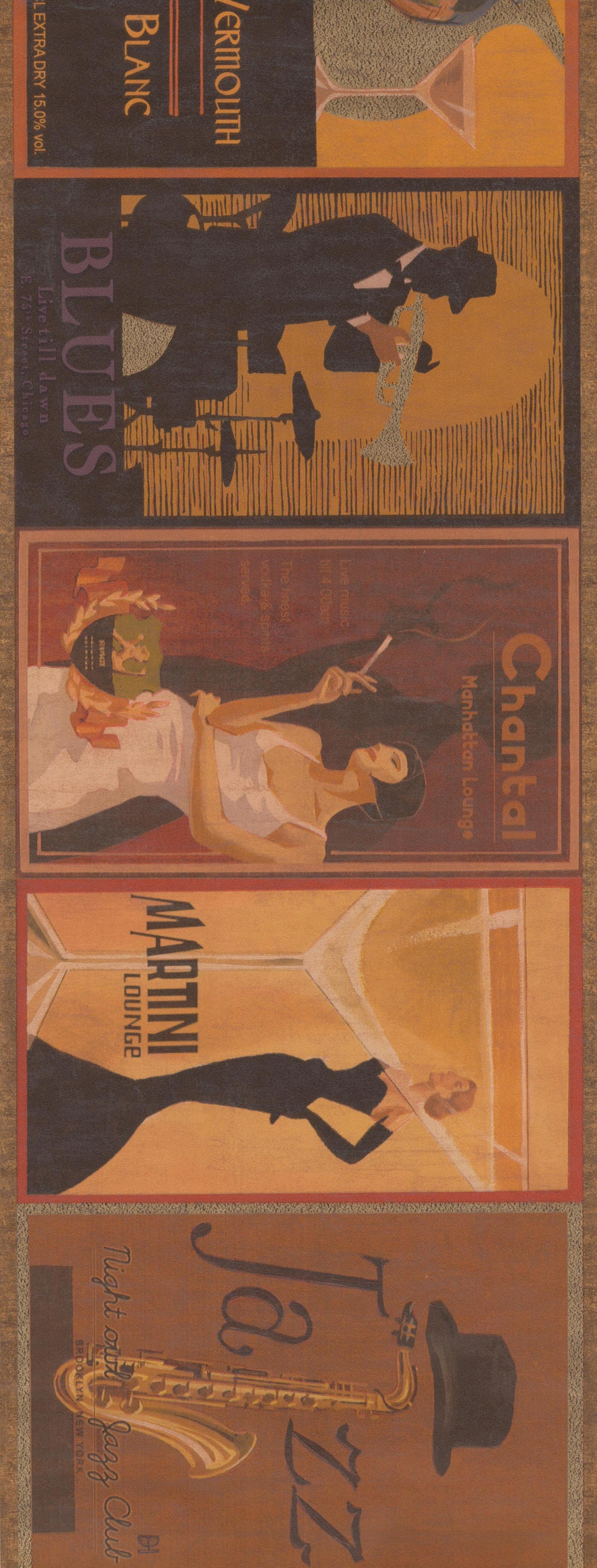 2693x7071 Dunston 50s 60s 70s Posters Vintage Design 15' L x 9'' W Wallpaper Border