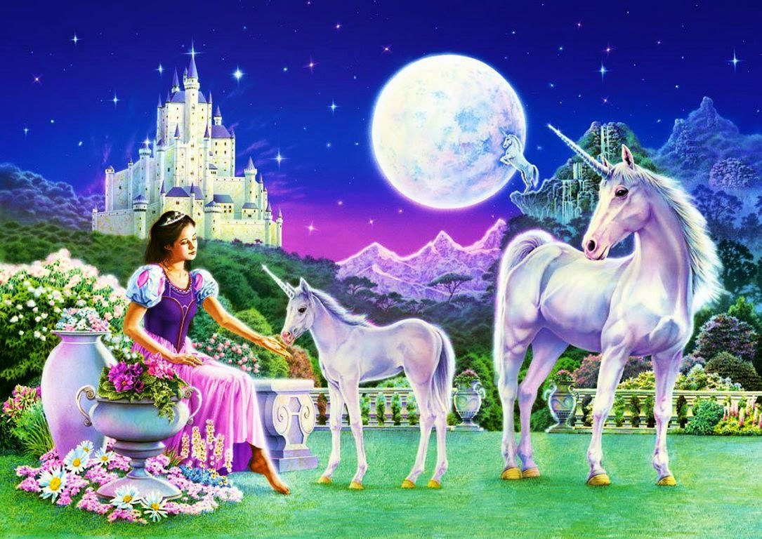 1085x768 Princess with unicorn horse fairy tale story images for girls