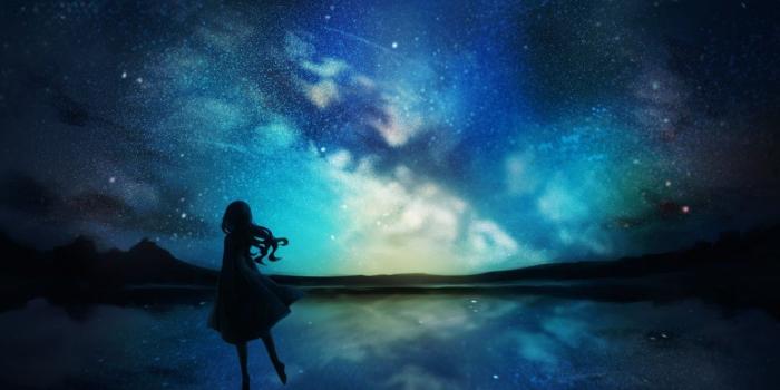1332x850 Wallpaper the sky, water, girl, night, nature images for desktop