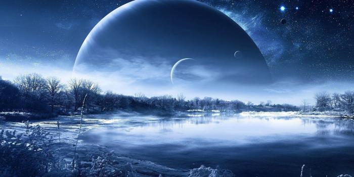 1920x1080 Night Nature Planet a Fantastic Landscape Lakes Reflection Winter