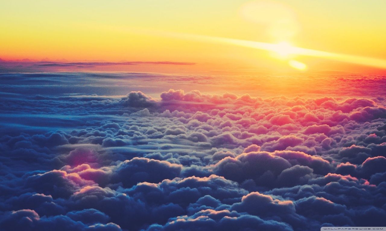 1280x768 Sunrise Above The Clouds HD desktop wallpaper : Widescreen : High